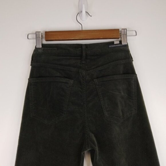 Citizens Of Humanity Cara High Rise Cigarette Ankle Green Velvet 24 - Picture 8 of 12
